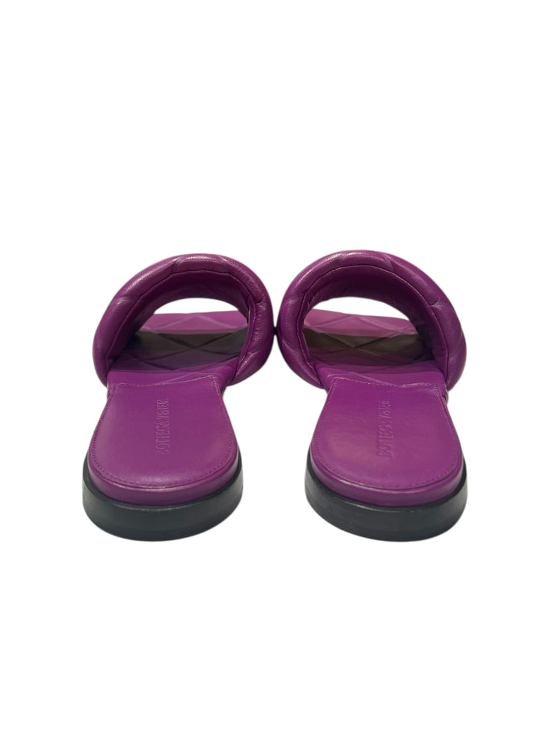 BOTTEGA VENETA PURPLE QUILTED SLIDES 38