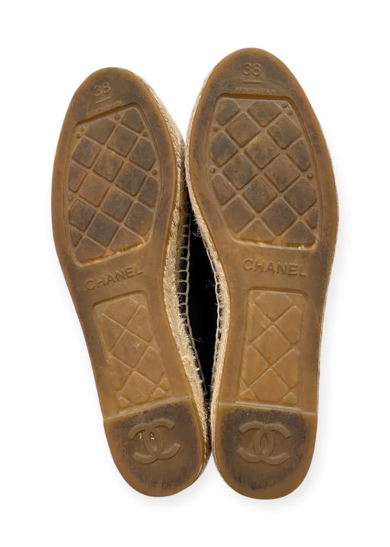 CHANEL BLACK ESPADRILLES 38