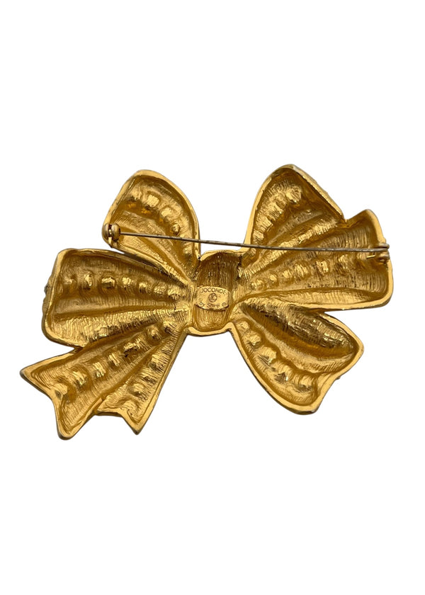 VINTAGE GOLD TONE BOW BROOCH