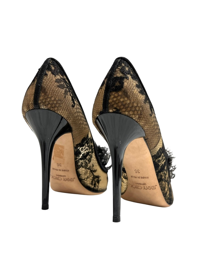 JIMMY CHOO BLACK LACE HEELS 36