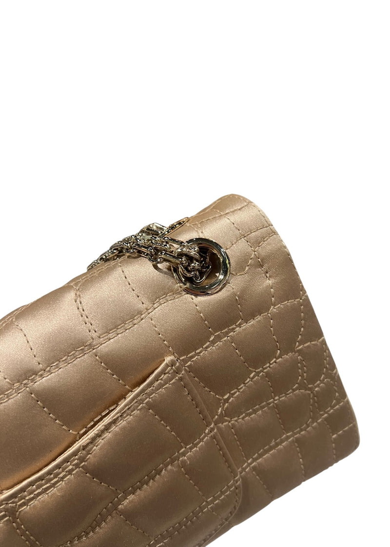 CHANEL LIGHT GOLD SATIN FLAP BAG