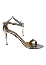 AQUAZZURA CRILLON CRYSTAL PATENT SANDALS 40