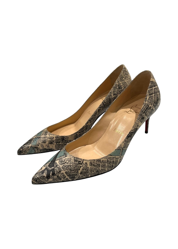 CHRISTIAN LOUBOUTIN PARIS MAP PUMPS 36