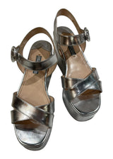 PRADA METALLIC PLATFORM SANDALS 36