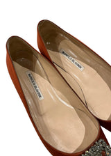 MANOLO BLAHNIK HANGISI SATIN FLATS 40