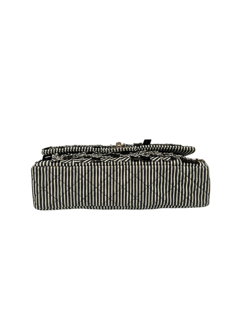 CHANEL MEDIUM SEQUIN STRIPED DOUBLE FLAP BAG