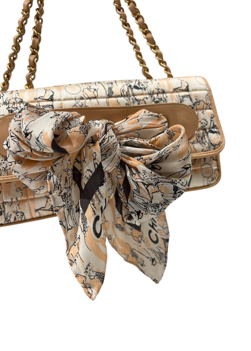 CHANEL COCO MADEMOISELLE SILK AND LAMBSKIN SCARF FLAP BAG