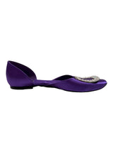 ROGER VIVIER PURPLE SATIN CRYSTAL D'ORSAY FLATS 37