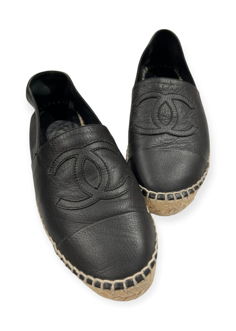 CHANEL BLACK ESPADRILLES 38
