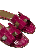 HERMES ALLIGATOR ORAN SANDALS 37.5