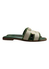 HERMES CALFSKIN ORAN FRINGE SANDALS 37.5