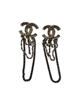 CHANEL CC RHINESTONE CHAIN DROP EARINGS