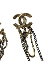 CHANEL CC RHINESTONE CHAIN DROP EARINGS