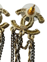 CHANEL CC RHINESTONE CHAIN DROP EARINGS
