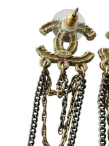 CHANEL CC RHINESTONE CHAIN DROP EARINGS