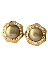 CHANEL VINTAGE PEARL LOGO EARRINGS