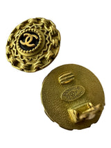 CHANEL VINTAGE COCO MARK ROUND EARRINGS