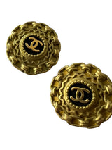 CHANEL VINTAGE COCO MARK ROUND EARRINGS