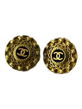 CHANEL VINTAGE COCO MARK ROUND EARRINGS