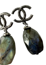 CHANEL VINTAGE CC LABRADORITE DROP EARRINGS