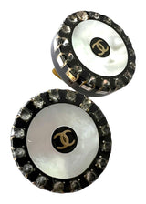 CHANEL PEARL AND RHINESTONE CRYSTAL BUTTON EARRINGS