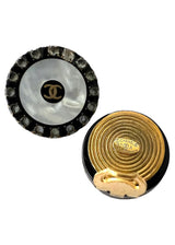 CHANEL PEARL AND RHINESTONE CRYSTAL BUTTON EARRINGS